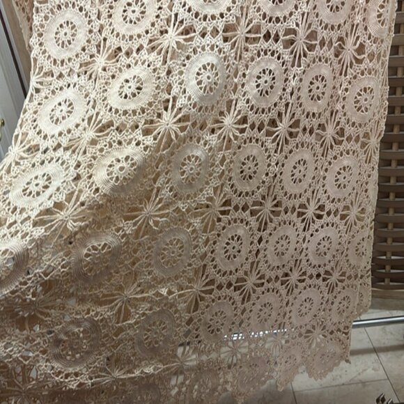 Vintage Crochet Lace Table king bedsread Bed Cover - Picture 3 of 3